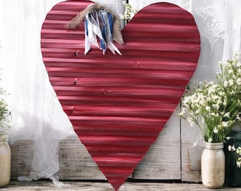 Corazón de hojalata corrugada / Corazón de hojalata rústica / Decoración rústica de hojalata para San Valentín / Corazones de metal