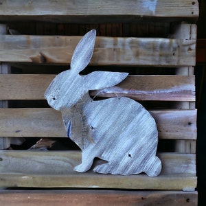 currugated tin easter bunny / rustic tin easter bunny / tin easter decor