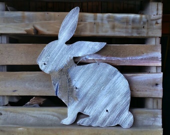 Conejo de Pascua de hojalata corrugada / Conejo de Pascua de hojalata rústica / Decoración de Pascua de hojalata