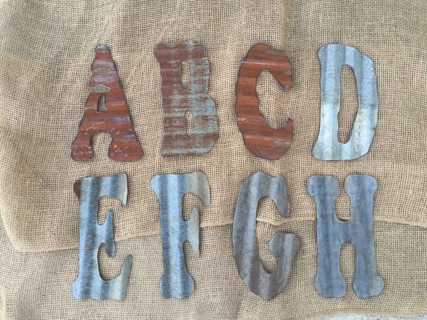 8 Corrugated Tin Letters / Rustic Tin Letters / Rusty - Etsy