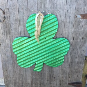 large corrugated tin shamrock / rustic tin shamrock / tin st. patrick's decor / metal shamrocks image 3