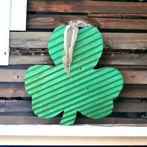 large corrugated tin shamrock / rustic tin shamrock / tin st. patrick's decor / metal shamrocks image 1