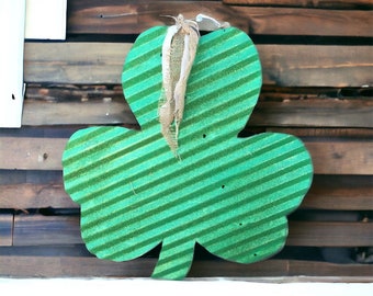 large corrugated tin shamrock / rustic tin shamrock / tin st. patrick's decor / metal shamrocks