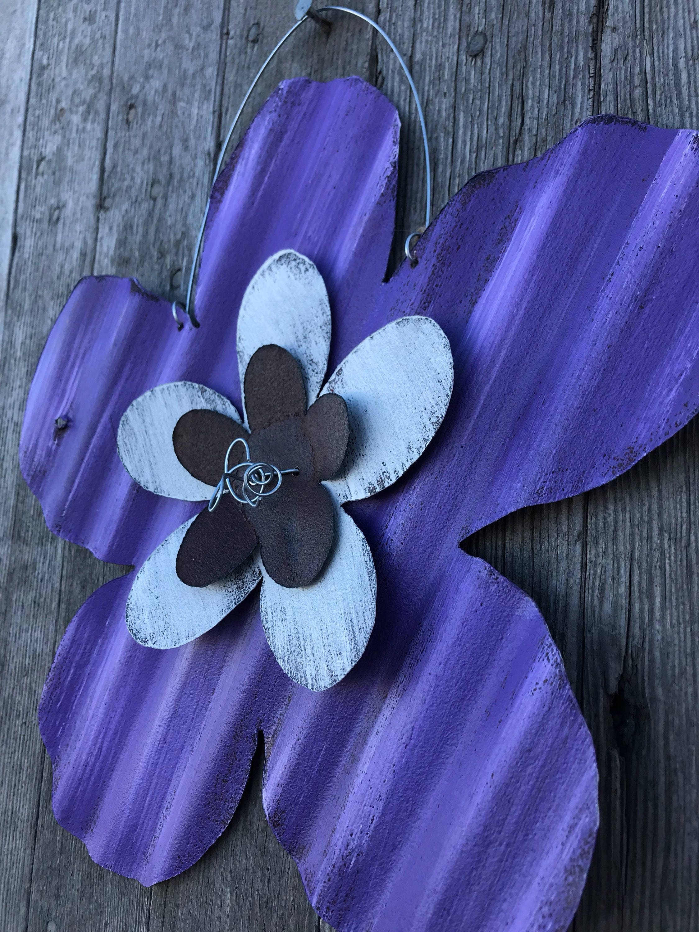 Corrugated Tin Flower / Rustic Tin Flowers / Rustic Tin Garden Etsy