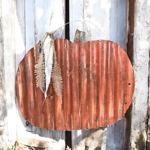 Rustic Tin Pumpkin decor /  rustic fall decor / Tin pumpkins / hand painted tin pumpkins,