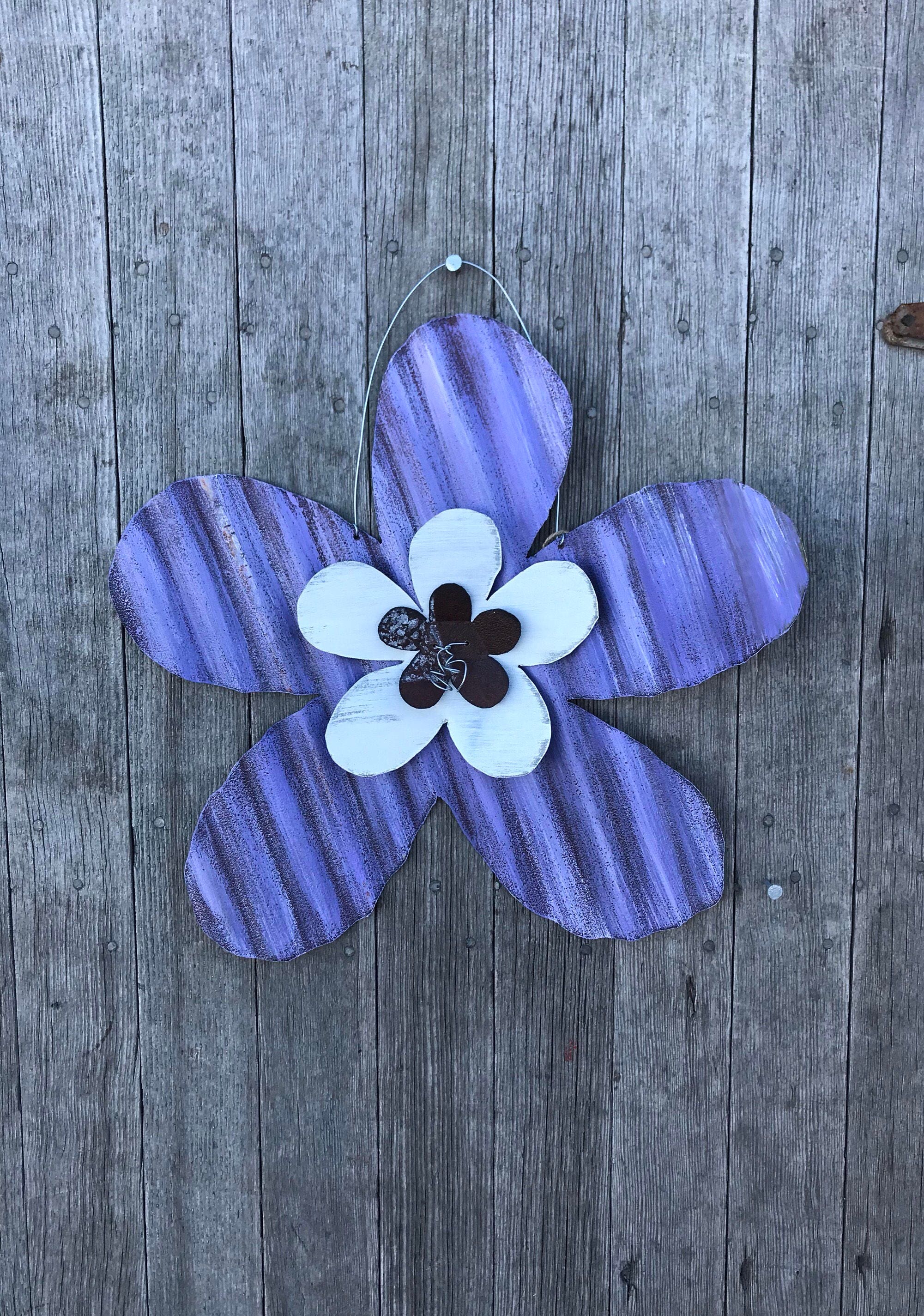 Corrugated Tin Flower / Metal Flower / Rustic Tin Flower / Tin Etsy
