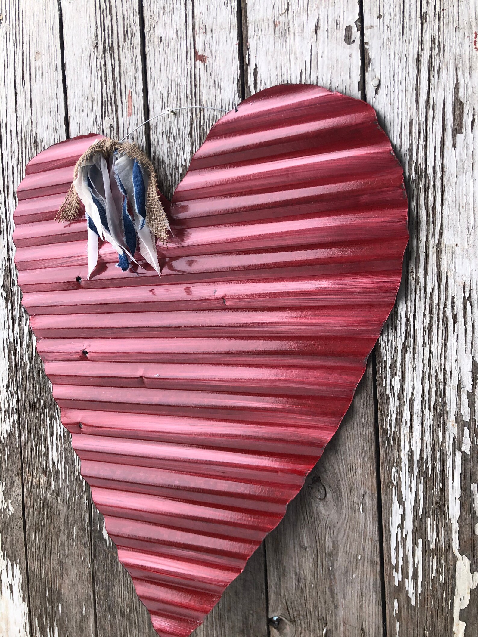 Corrugated Tin Heart / Rustic Tin Heart / Rustic Tin Valentine Etsy