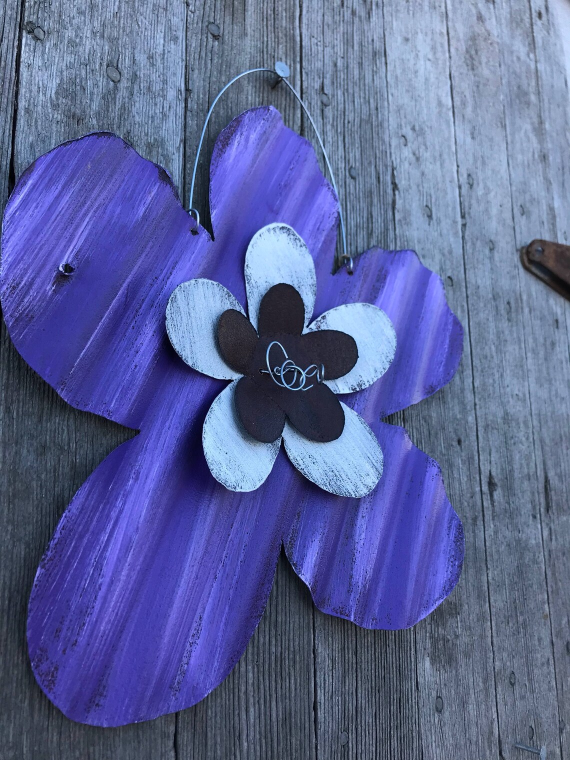 Corrugated Tin Flower / Rustic Tin Flowers / Rustic Tin Garden Etsy