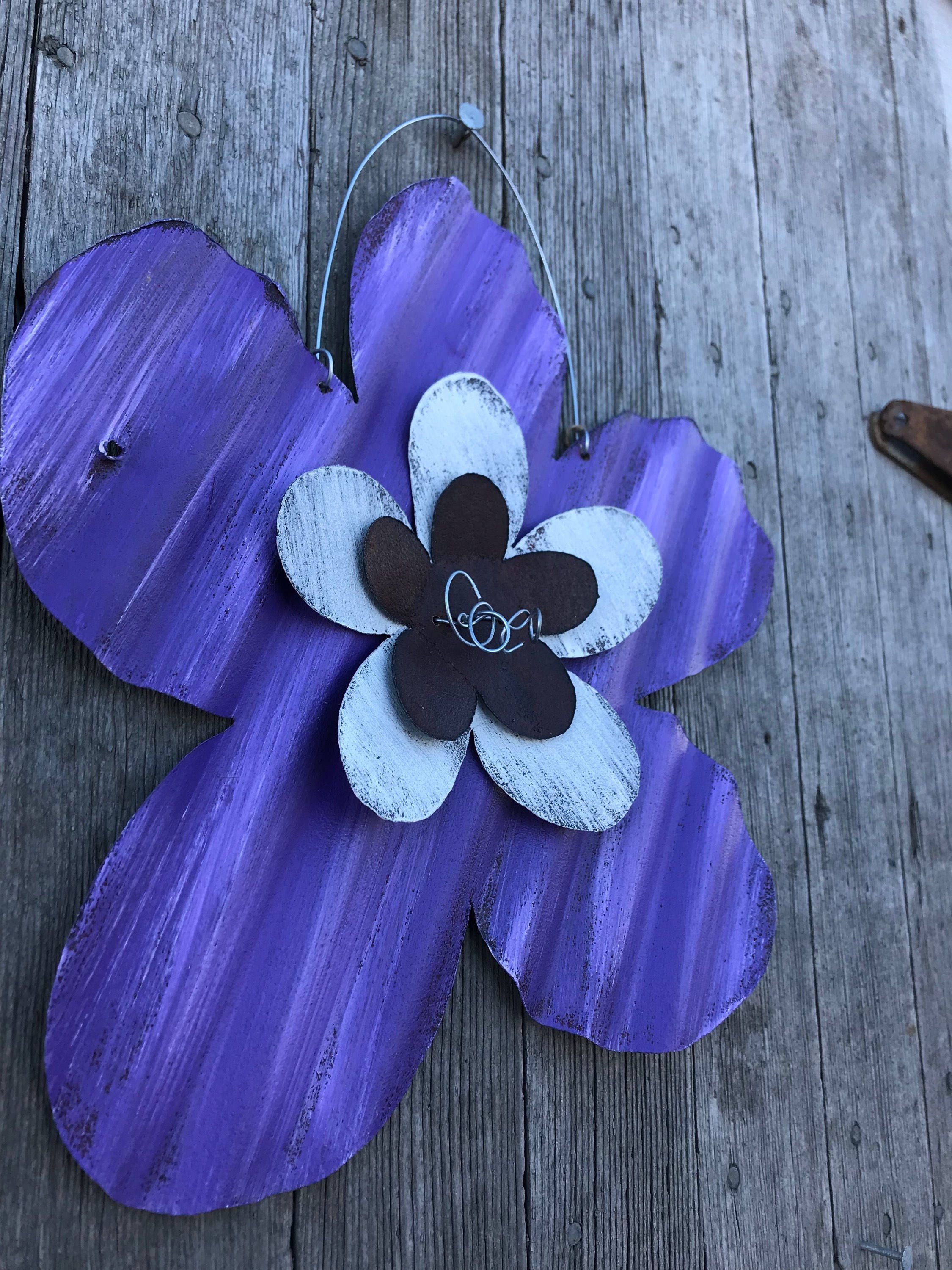 Corrugated Tin Flower / Rustic Tin Flowers / Rustic Tin Garden Etsy