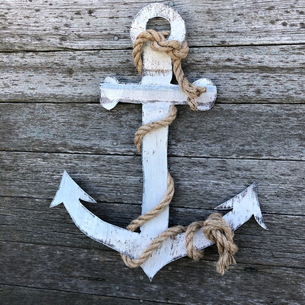 upcycled tin anchor / 16" tin anchor / tin nautical decor