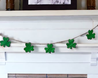 estandarte de trébol de estaño / st. decoración de patricks / decoración rústica de estaño de San Patricio