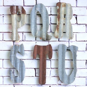 8 corrugated tin letters / rustic tin letters / rusty tin letters / tin letters A-Z image 3