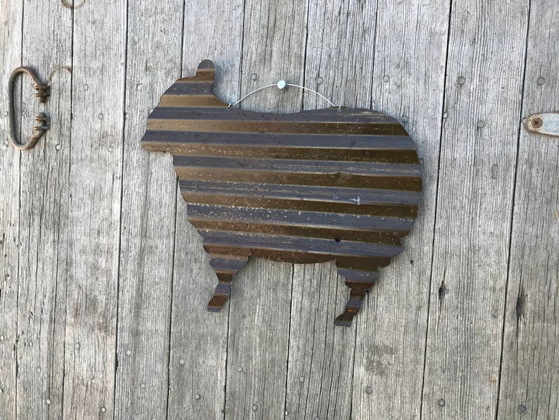 Corrugated Tin Sheep / Rusty Tin Sheep / Rustic Tin Farm Decor / Rustic ...