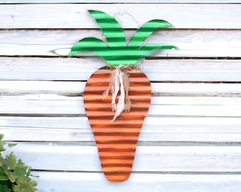 corrugated tin carrot / corrugated tin easter decor / tin carrot decor / rustic easter decor / metal easter decor