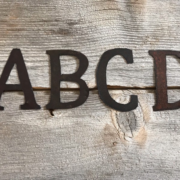 4" Cambria tin letters / rusty tin letters / tin letters / metal letters / tin alphabet letters