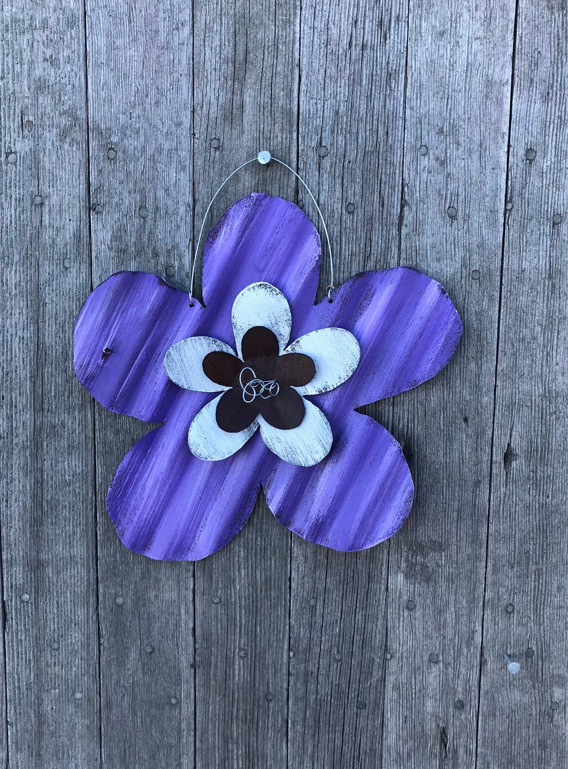 Corrugated Tin Flower / Rustic Tin Flowers / Rustic Tin Garden Etsy
