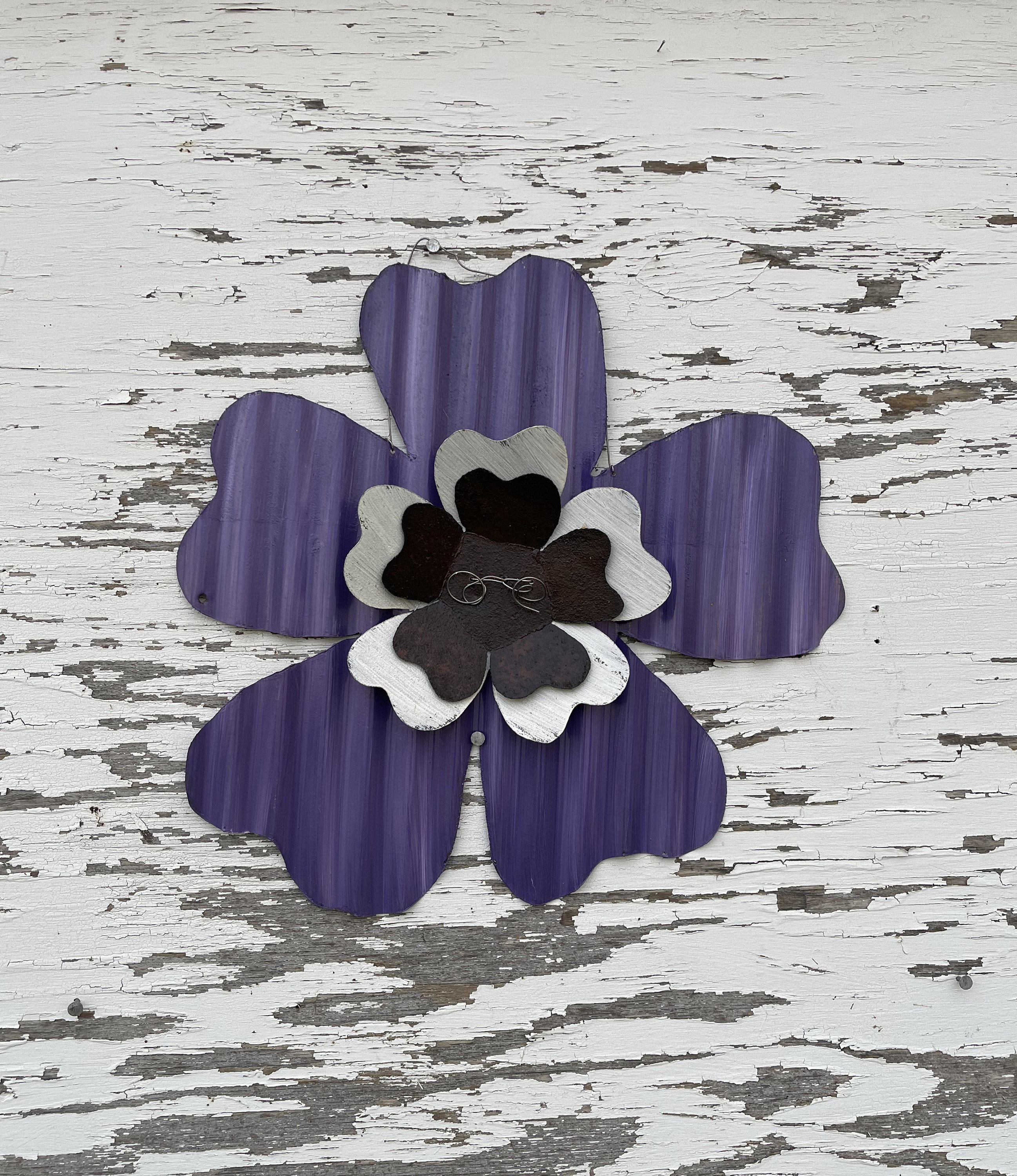 Purple Flower Metal Wall Decor Etsy