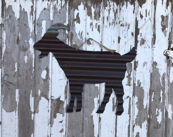 corrugated tin goat / rustic farm decor / metal goat