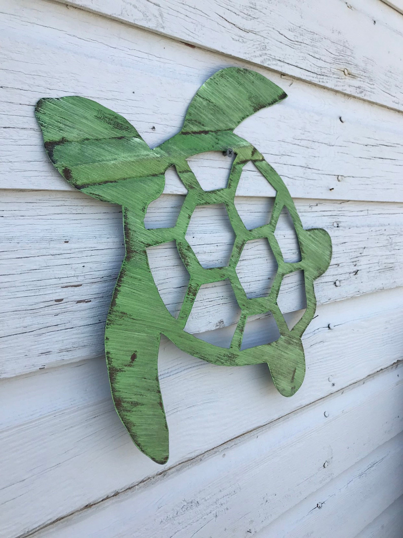 Handmade Tin Sea Turtle Wall Hanging / Nautical Bath Decor / Etsy