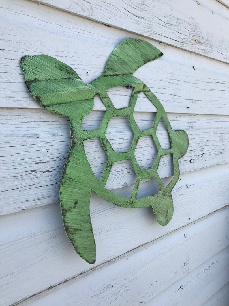 Handmade Tin Sea Turtle Wall Hanging / Nautical Bath Decor / Etsy Denmark