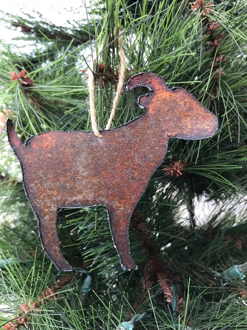 Tin Goat Ornament / Rusty Tin Ornaments / Goat Christmas Etsy