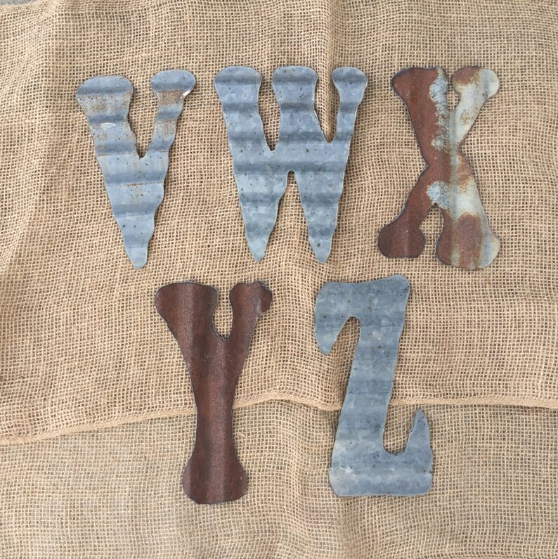 8 Corrugated Tin Letters / Rustic Tin Letters / Rusty Etsy