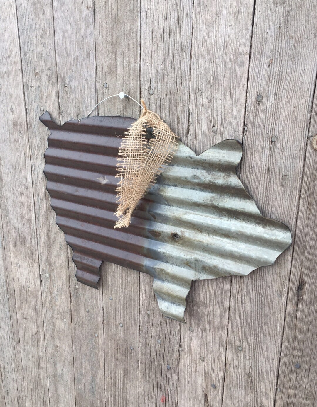 Corrugated Tin Pig / Rustic Tin Pig / Metal Pig / Rustic Tin Farm Decor