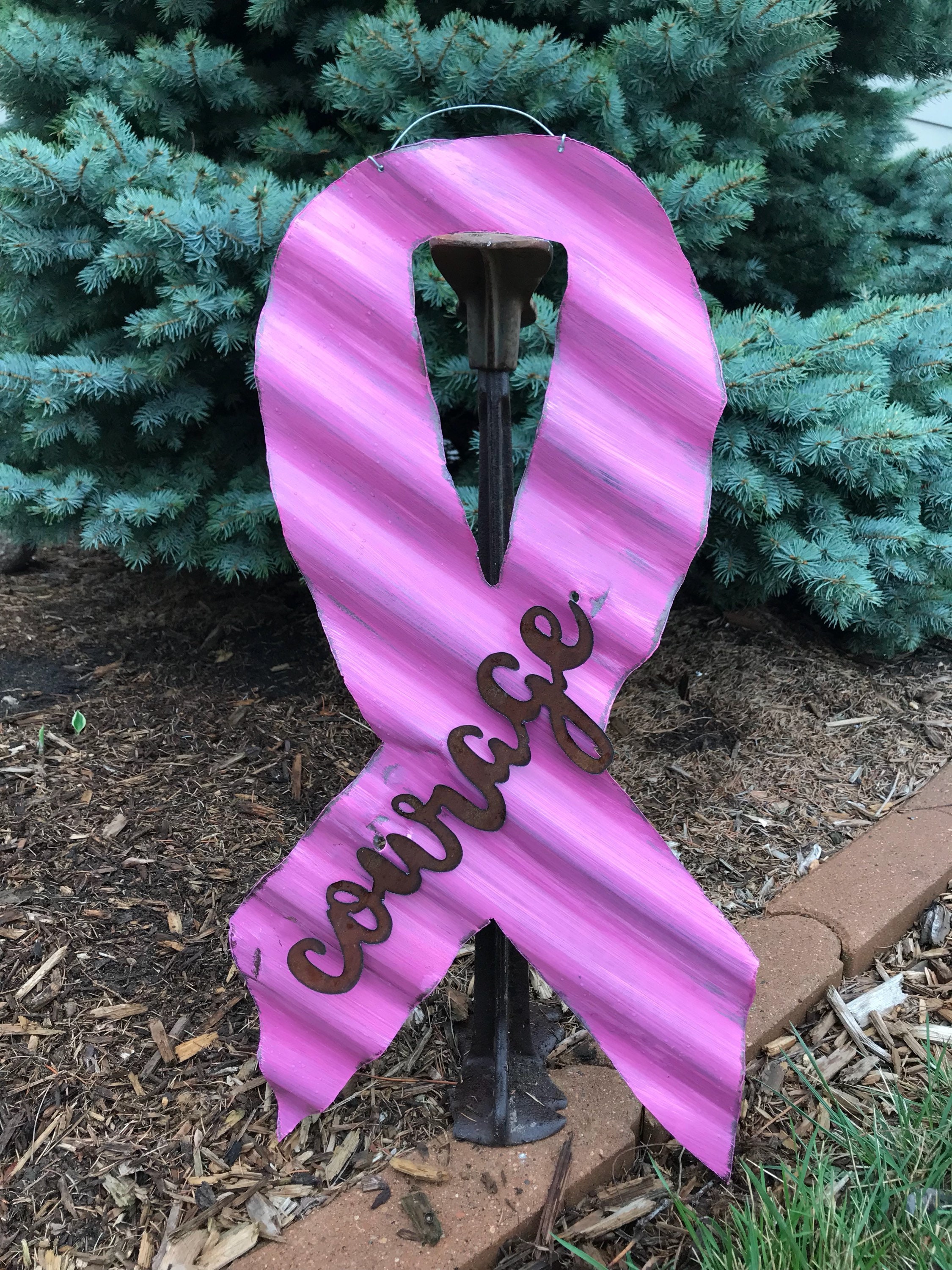 Pink Awareness Ribbon / Breast Cancer Awareness / Tin Awareness Ribbon ...