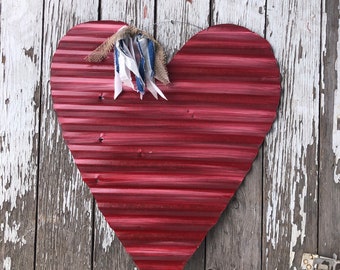 corrugated tin heart / rustic tin heart / rustic tin valentine decor / metal hearts