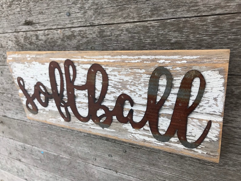 Softball Reclaimed Barnwood Sign / Softball Sign / Rustic Etsy