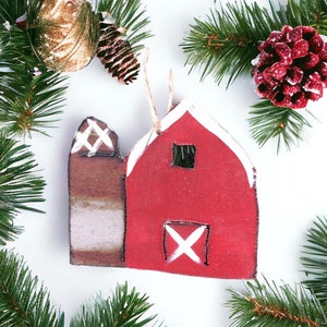 tin barn ornament / handpainted barn Christmas ornament / farm Christmas ornaments