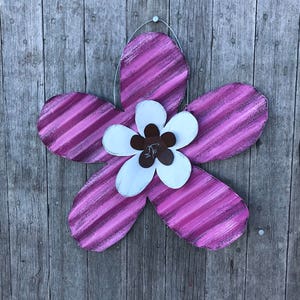 corrugated tin flower / tin flower / metal flower / rustic tin flower / tin garden decor