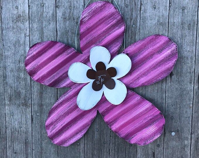 Corrugated Tin Flower / Tin Flower / Metal Flower / Rustic Tin Etsy