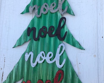 noel magnetic tin Christmas decor / rusty tin letters / rustic tin Christmas decor / metal letters / believe Christmas magnet