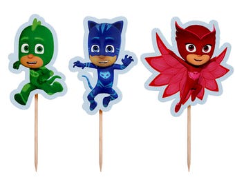 pj masks cupcake etsy