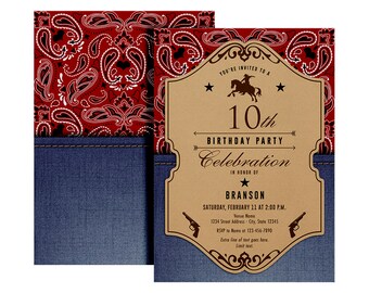 cowboy invitations etsy