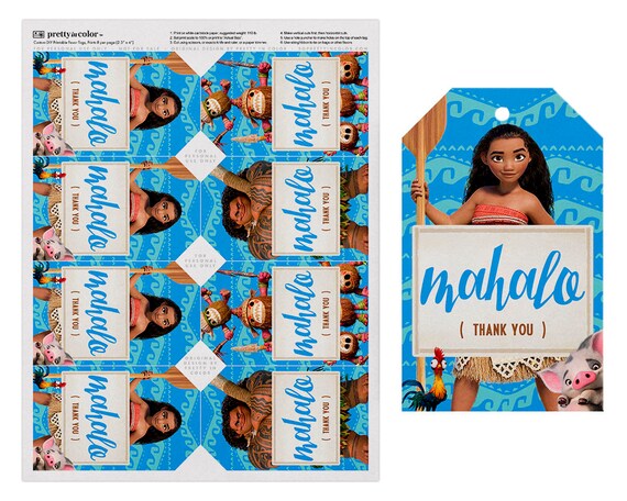 Items similar to Moana Tags, Moana Favor Tags, Moana Thank You Tags ...