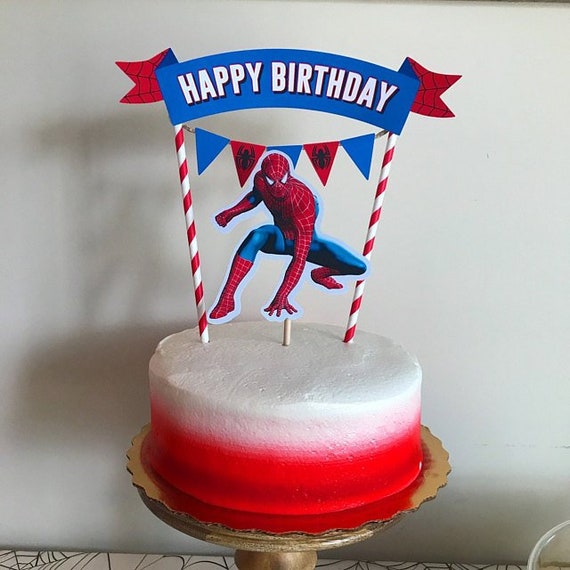 Spiderman Cake Topper Spiderman Birthday Party Spiderman Etsy