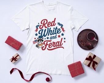 Red White And Feral png, Funny USA Shirt, Funny Raccoon Shirt , 4th Of July Digital Download, Feral PNG, Hotdog Raccoon png, Merica png