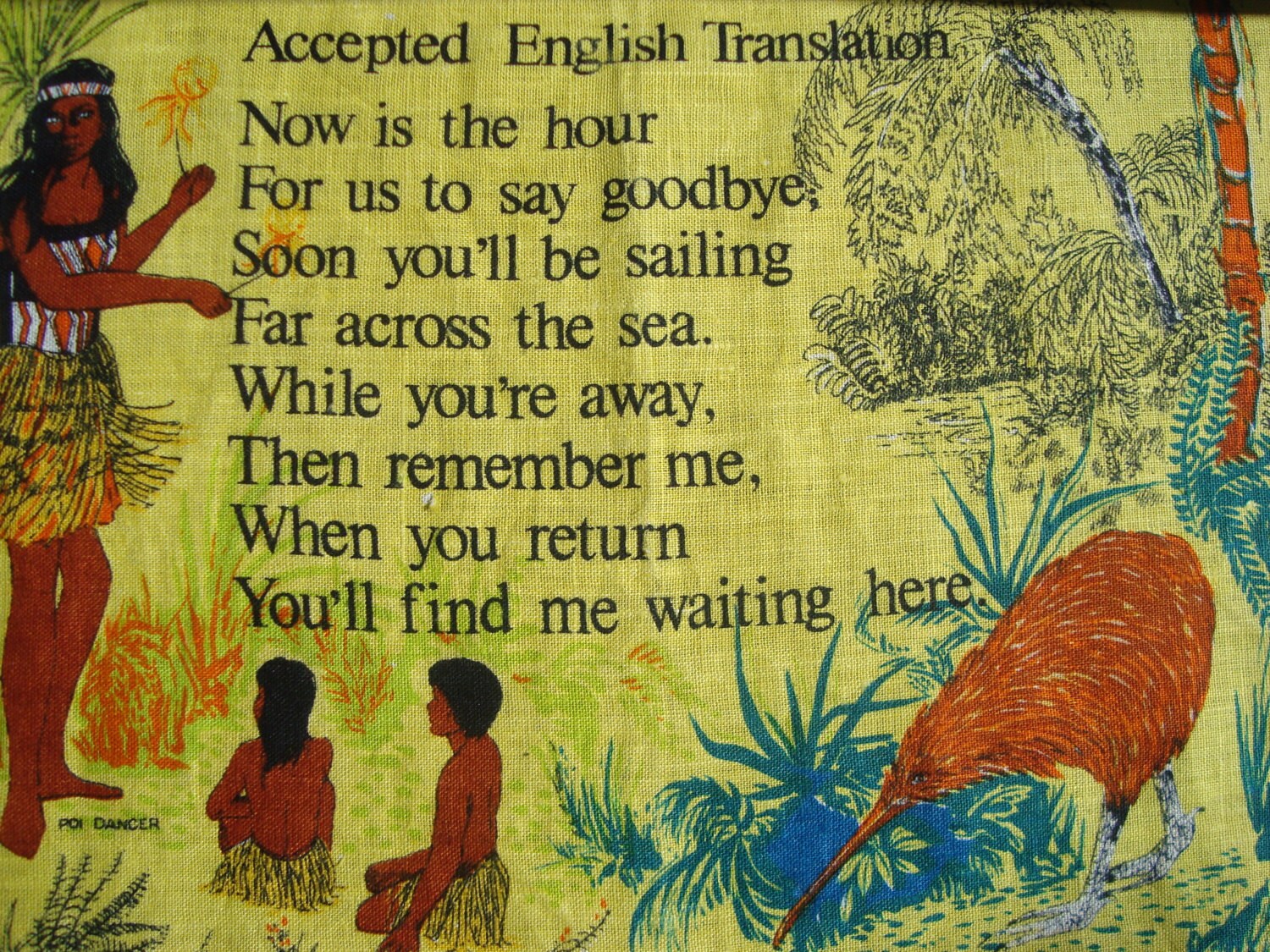 Maori Farewell Song Vintage New Zealand Souvenir Tea Towel Etsy