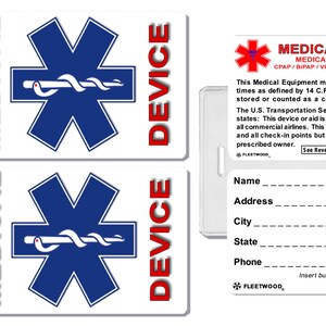 2x Medical Device Identification Luggage Tags TSA Carry-On | Etsy