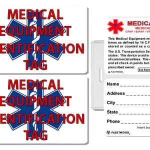 2x Medical Equipment Identification Luggage Tags TSA Carry-on | Etsy