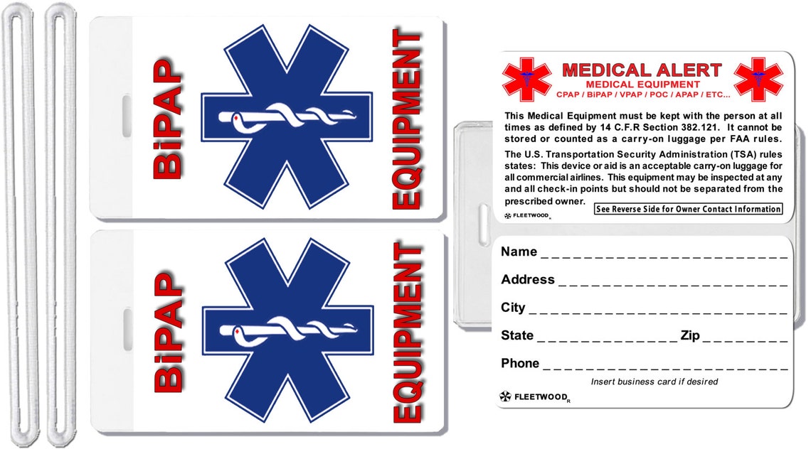 2x Medical Bipap Equipment Luggage Tags TSA Carry-on CPAP | Etsy