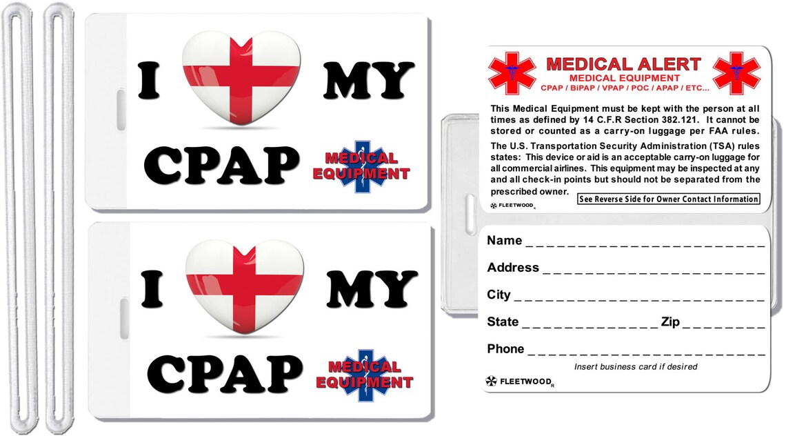 2x Medical Equipment Luggage Tags Baggage I Love My CPAP TSA | Etsy