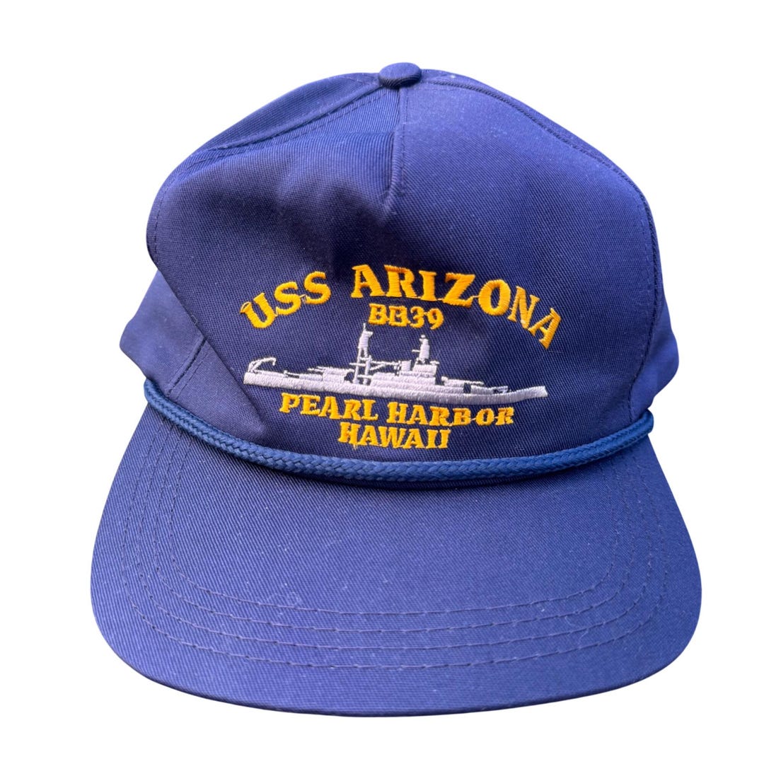Pearl Harbor HI Snapback USS Arizona Bb-39 Rope Hat Ship Navy Blue OSFA ...
