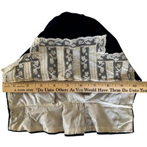 Victorian 1800s Antique Blue Velvet Lace Girls Bonnet Theater Movie Prop Costume