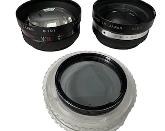 Vintage Yashikor Aux Telephoto & Wide Lens Set Vivitar 55mm Lens Leather Case