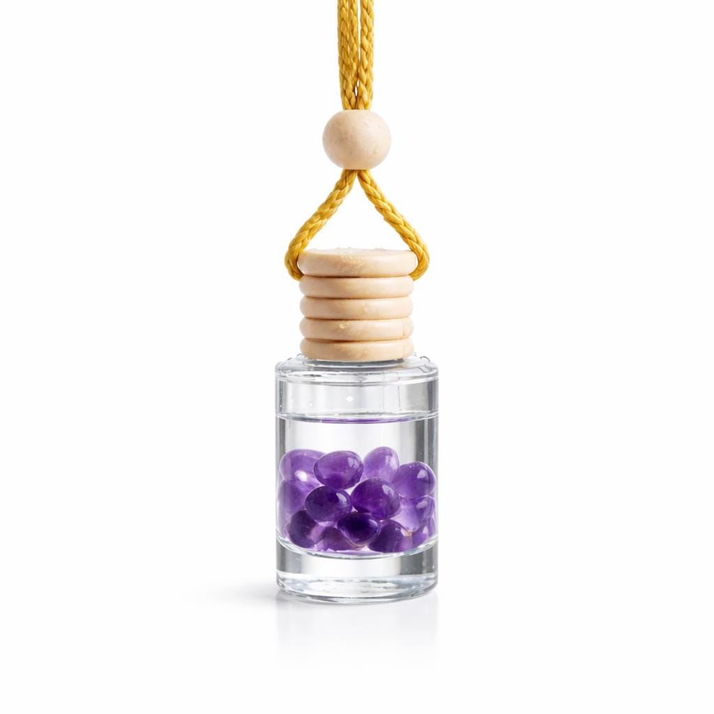 Lust Aromatherapy Car Diffuser - Hanging Glass With Amethyst Stones