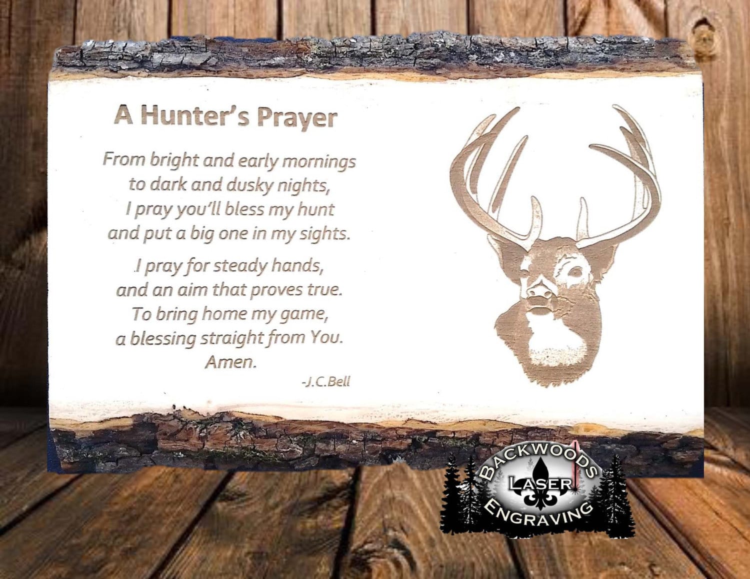 Hunter's Prayer laser engraved on wooden plank ready to Etsy