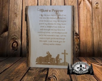 Biker's Prayer laser engraved